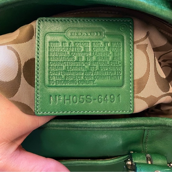 Vintage Coach Hampton Carryall Leather Shoulder Bag - Green - Picture 12 of 13